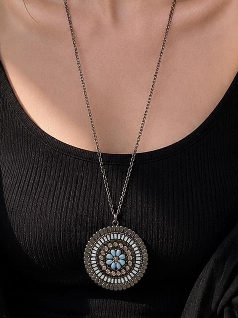 Bohemian Medallion Statement Necklace - Picture 2 of 5